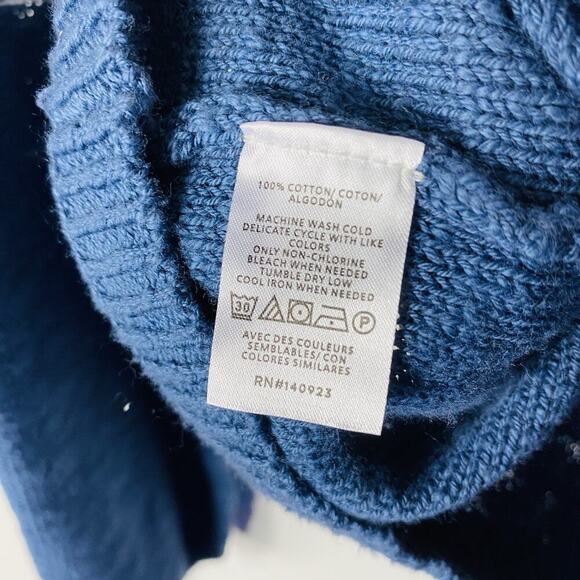 Ann Taylor LOFT Size Small Striped Hooded Pullover Sweater Blue 100% Cotton - Picture 4 of 4